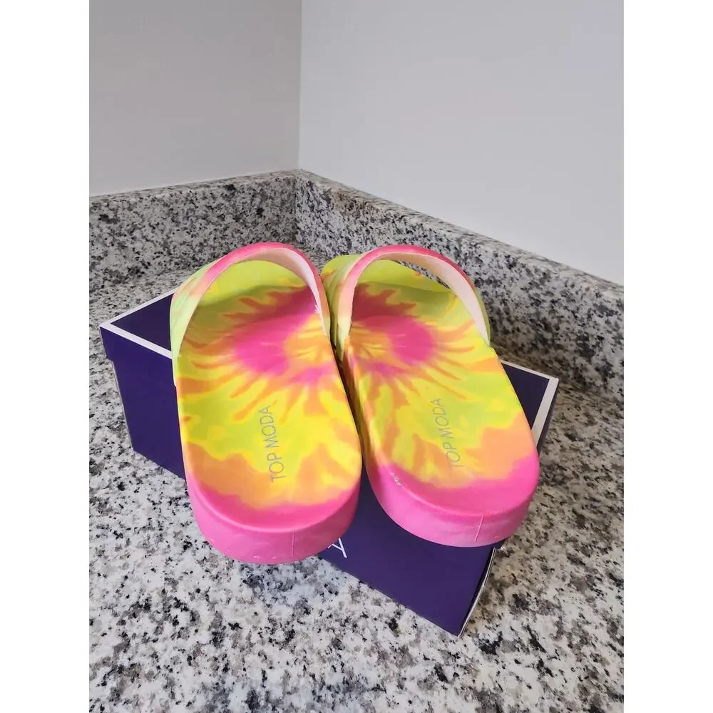 Top Moda GEM-1 Yellow/Multi Tie Dye Sandals